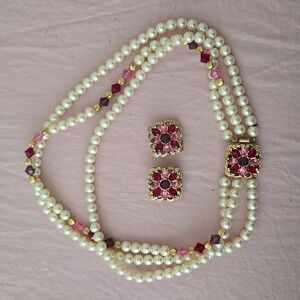 Vintage clip on earrings and necklace set